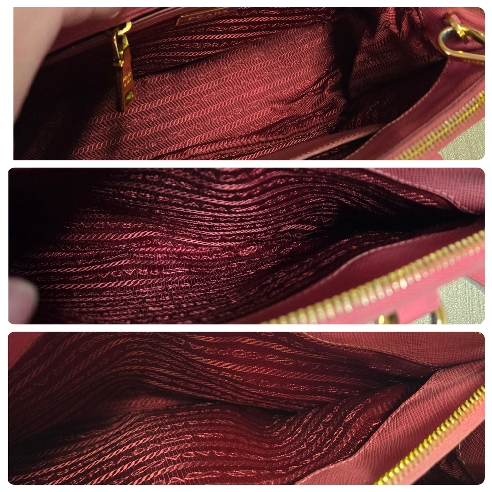 PRADA | Authentic Saffiano Lux Leather Galleria Double Zip in Pink sz S (10") - Picture 7 of 16